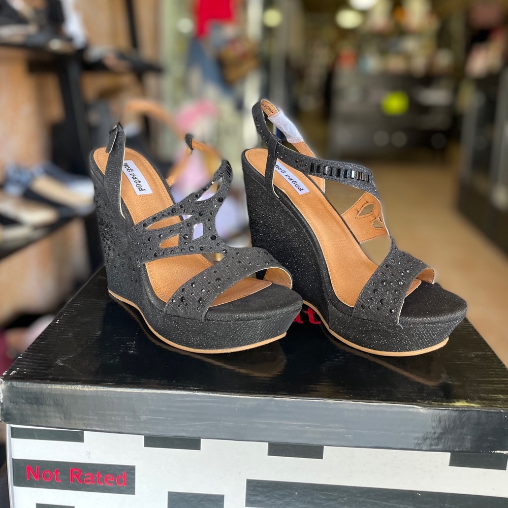 Not Rated Hayman Black Wedge Sandal